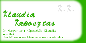 klaudia kaposztas business card